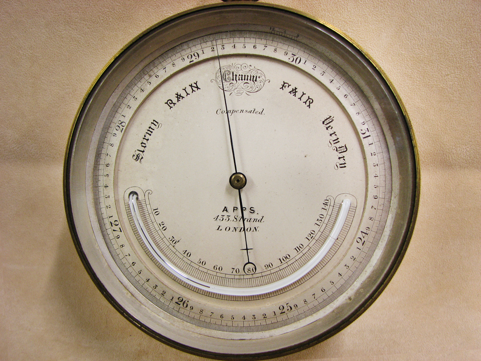 19th century Alfred Apps aneroid barometer with thermometer